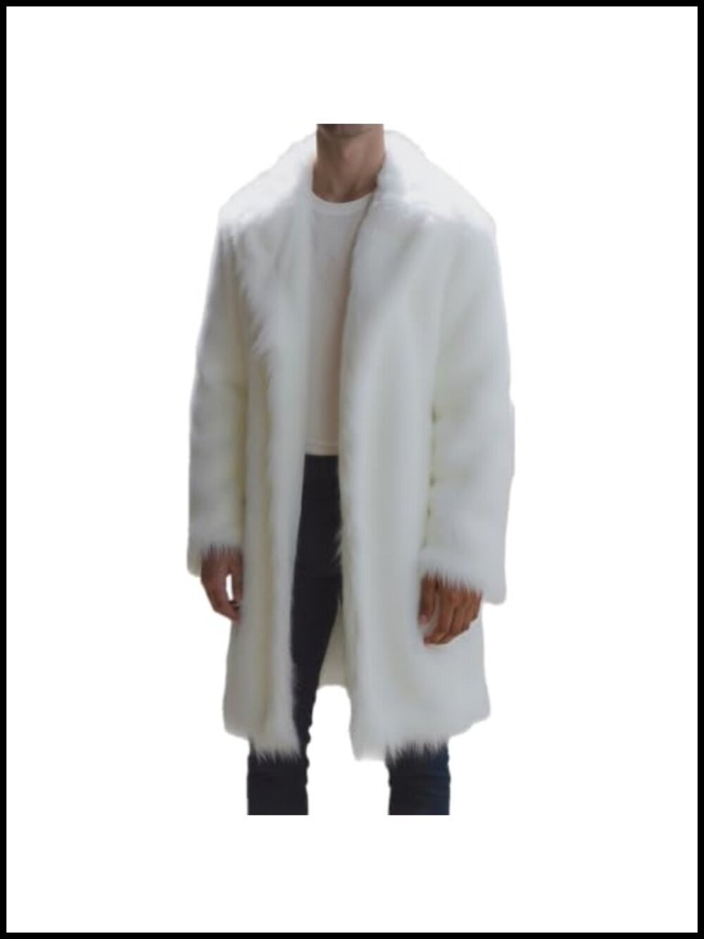 Men's Winter Long Sleeve Faux Fur Coat Jacket Heavyweight Turn Collar